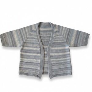 Hand Knit Striped Open Front Cardigan Sweater Kimono Style Art to Wear